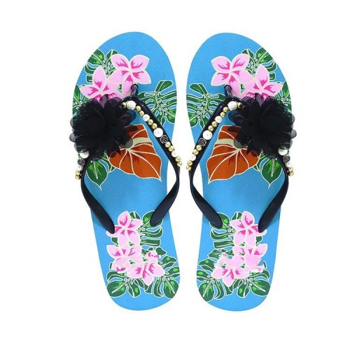 Summer Flower And Decoration Flops Roman Bohemian Beach Shoes Slipper Flip Flop