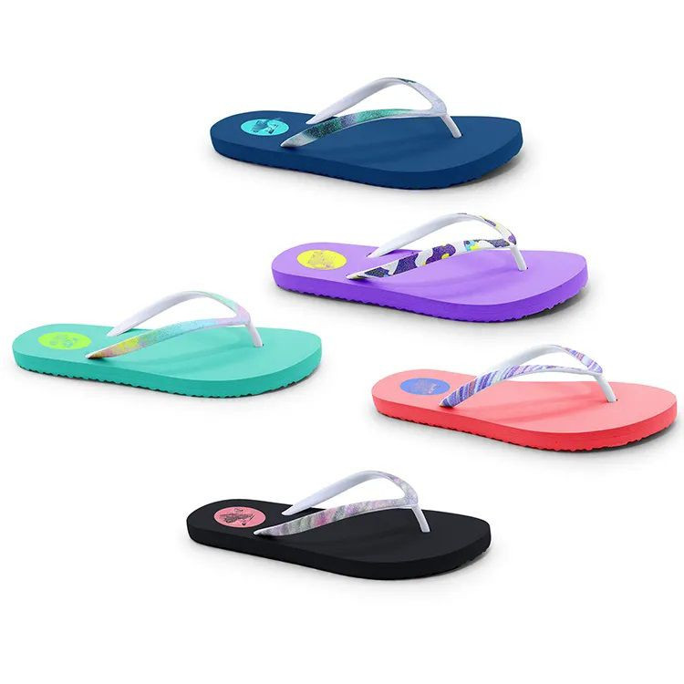 Thong Sandal Cute Woman Shoes Bulk Flip Flop, Stripe Flower Print Flip Flop Shoes For Woman