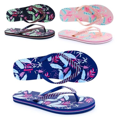 OEM soft PE rubber  flat  printing women flip flops footwear for outdoor beach