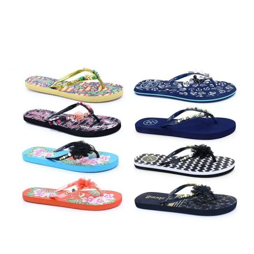 Summer Flower And Decoration Flops Roman Bohemian Beach Shoes Slipper Flip Flop