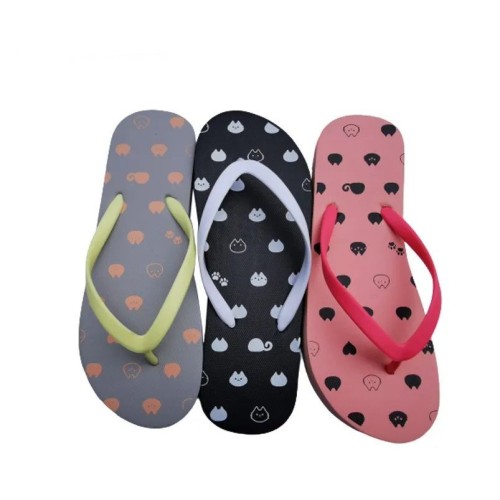 Custom Wholesale Cheap PE Rubber Printing flip flops slippers for women ladies